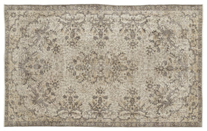 Beige Over Dyed Vintage Rug 5'8'' x 9'3'' ft 173 x 281 cm