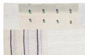 Striped Over Dyed Kilim Patchwork Unique Rug 5'3'' x 7'7'' ft 160 x 230 cm