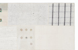 Striped Over Dyed Kilim Patchwork Unique Rug 5'3'' x 7'7'' ft 160 x 230 cm