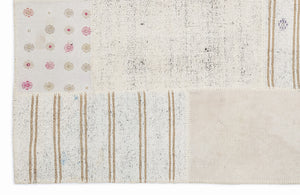 Striped Over Dyed Kilim Patchwork Unique Rug 5'3'' x 7'7'' ft 160 x 230 cm