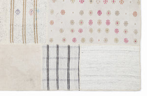 Striped Over Dyed Kilim Patchwork Unique Rug 5'3'' x 7'7'' ft 160 x 230 cm