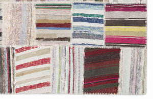 Striped Over Dyed Kilim Patchwork Unique Rug 5'3'' x 7'7'' ft 160 x 230 cm