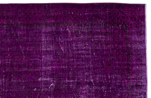 Fuchsia Over Dyed Vintage Rug 5'10'' x 8'10'' ft 178 x 268 cm