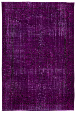 Fuchsia Over Dyed Vintage Rug 5'10'' x 8'10'' ft 178 x 268 cm