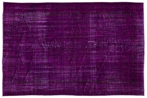 Fuchsia Over Dyed Vintage Rug 5'10'' x 8'10'' ft 178 x 268 cm