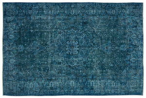 Turquoise Over Dyed Carved Rug 5'10'' x 8'9'' ft 177 x 266 cm