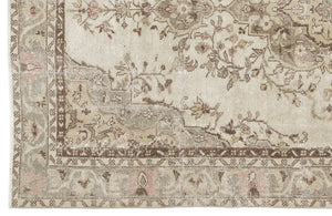 Beige Over Dyed Vintage Rug 5'10'' x 9'4'' ft 178 x 285 cm