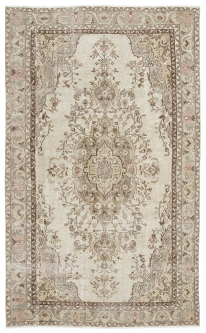 Beige Over Dyed Vintage Rug 5'10'' x 9'4'' ft 178 x 285 cm