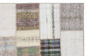 Striped Over Dyed Kilim Patchwork Unique Rug 5'3'' x 7'7'' ft 160 x 230 cm