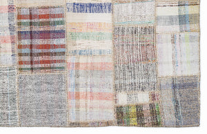 Striped Over Dyed Kilim Patchwork Unique Rug 5'3'' x 7'7'' ft 160 x 230 cm