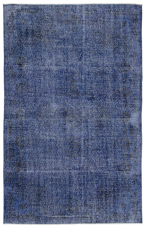 Blue Over Dyed Vintage Rug 6'3'' x 9'11'' ft 190 x 302 cm