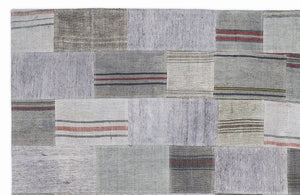 Striped Over Dyed Kilim Patchwork Unique Rug 5'3'' x 7'7'' ft 160 x 230 cm