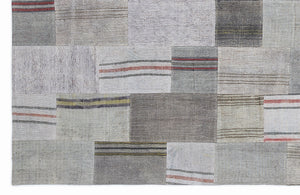 Striped Over Dyed Kilim Patchwork Unique Rug 5'3'' x 7'7'' ft 160 x 230 cm