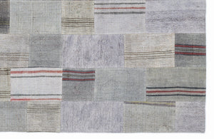 Striped Over Dyed Kilim Patchwork Unique Rug 5'3'' x 7'7'' ft 160 x 230 cm