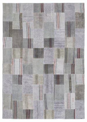 Striped Over Dyed Kilim Patchwork Unique Rug 5'3'' x 7'7'' ft 160 x 230 cm