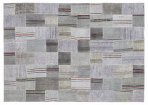 Striped Over Dyed Kilim Patchwork Unique Rug 5'3'' x 7'7'' ft 160 x 230 cm