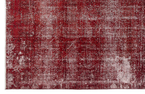 Red Over Dyed Vintage Rug 6'7'' x 10'4'' ft 200 x 315 cm
