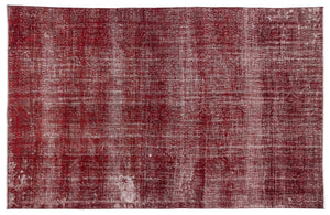 Red Over Dyed Vintage Rug 6'7'' x 10'4'' ft 200 x 315 cm