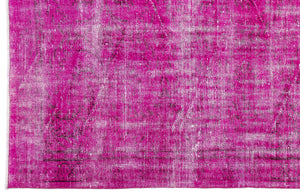 Fuchsia Over Dyed Vintage Rug 4'12'' x 8'3'' ft 152 x 251 cm
