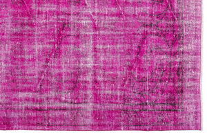 Fuchsia Over Dyed Vintage Rug 4'12'' x 8'3'' ft 152 x 251 cm