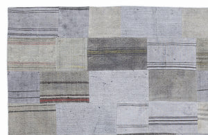 Striped Over Dyed Kilim Patchwork Unique Rug 5'3'' x 7'7'' ft 160 x 230 cm