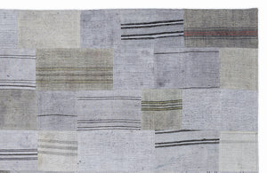 Striped Over Dyed Kilim Patchwork Unique Rug 5'3'' x 7'7'' ft 160 x 230 cm
