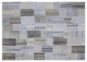 Striped Over Dyed Kilim Patchwork Unique Rug 5'3'' x 7'7'' ft 160 x 230 cm