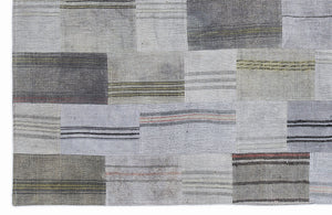 Striped Over Dyed Kilim Patchwork Unique Rug 5'3'' x 7'7'' ft 160 x 230 cm