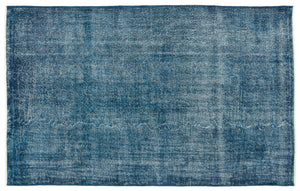 Turquoise Over Dyed Vintage Rug 5'3'' x 8'4'' ft 160 x 255 cm