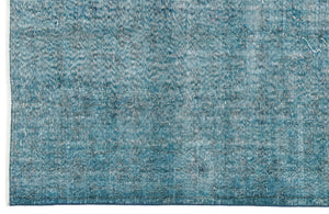Turquoise Over Dyed Vintage Rug 5'1'' x 9'3'' ft 155 x 282 cm