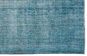 Turquoise Over Dyed Vintage Rug 5'1'' x 9'3'' ft 155 x 282 cm