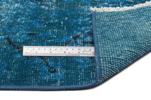 Turquoise Over Dyed Vintage Rug 5'8'' x 8'10'' ft 172 x 269 cm