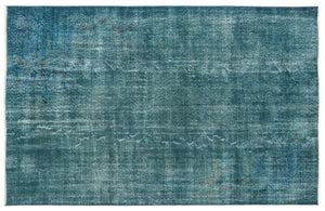 Turquoise Over Dyed Vintage Rug 5'8'' x 8'10'' ft 172 x 269 cm