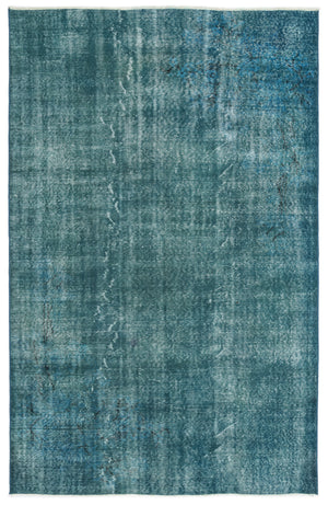 Turquoise Over Dyed Vintage Rug 5'8'' x 8'10'' ft 172 x 269 cm