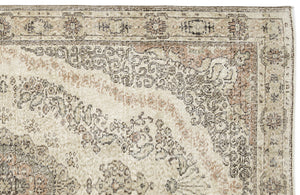 Beige Over Dyed Vintage Rug 5'8'' x 9'5'' ft 172 x 286 cm