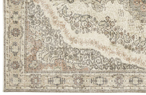 Beige Over Dyed Vintage Rug 5'8'' x 9'5'' ft 172 x 286 cm