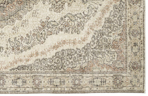 Beige Over Dyed Vintage Rug 5'8'' x 9'5'' ft 172 x 286 cm