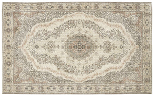 Beige Over Dyed Vintage Rug 5'8'' x 9'5'' ft 172 x 286 cm