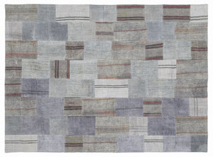 Striped Over Dyed Kilim Patchwork Unique Rug 5'3'' x 7'7'' ft 160 x 230 cm