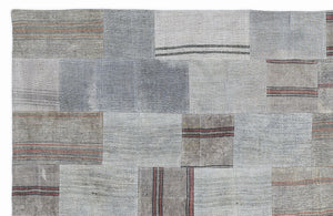Striped Over Dyed Kilim Patchwork Unique Rug 5'3'' x 7'7'' ft 160 x 230 cm