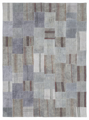 Striped Over Dyed Kilim Patchwork Unique Rug 5'3'' x 7'7'' ft 160 x 230 cm