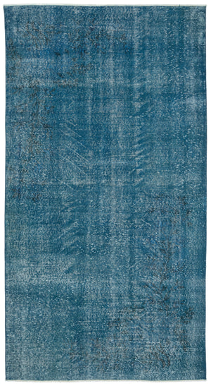 Turquoise Over Dyed Vintage Rug 4'11'' x 9'1'' ft 149 x 277 cm