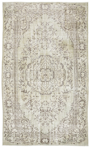 Beige Over Dyed Vintage Rug 5'6'' x 9'4'' ft 168 x 285 cm