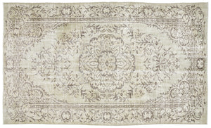 Beige Over Dyed Vintage Rug 5'6'' x 9'4'' ft 168 x 285 cm