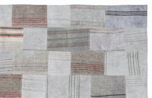 Striped Over Dyed Kilim Patchwork Unique Rug 5'3'' x 7'7'' ft 160 x 230 cm