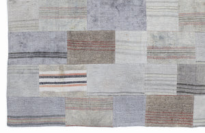 Striped Over Dyed Kilim Patchwork Unique Rug 5'3'' x 7'7'' ft 160 x 230 cm