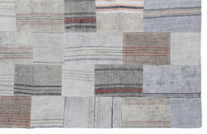 Striped Over Dyed Kilim Patchwork Unique Rug 5'3'' x 7'7'' ft 160 x 230 cm