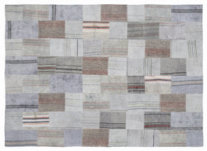 Striped Over Dyed Kilim Patchwork Unique Rug 5'3'' x 7'7'' ft 160 x 230 cm