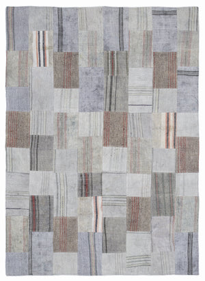 Striped Over Dyed Kilim Patchwork Unique Rug 5'3'' x 7'7'' ft 160 x 230 cm