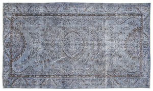 Blue Over Dyed Vintage Rug 5'3'' x 8'10'' ft 160 x 268 cm